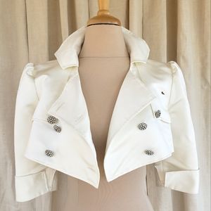 Ivory Satin 3/4 Sleeve Bolero